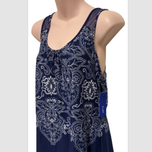 Apt. 9 Women’s Lounge Pajama Set M Blue White Paisley Stretch Soft Comfort NEW - Picture 2 of 7